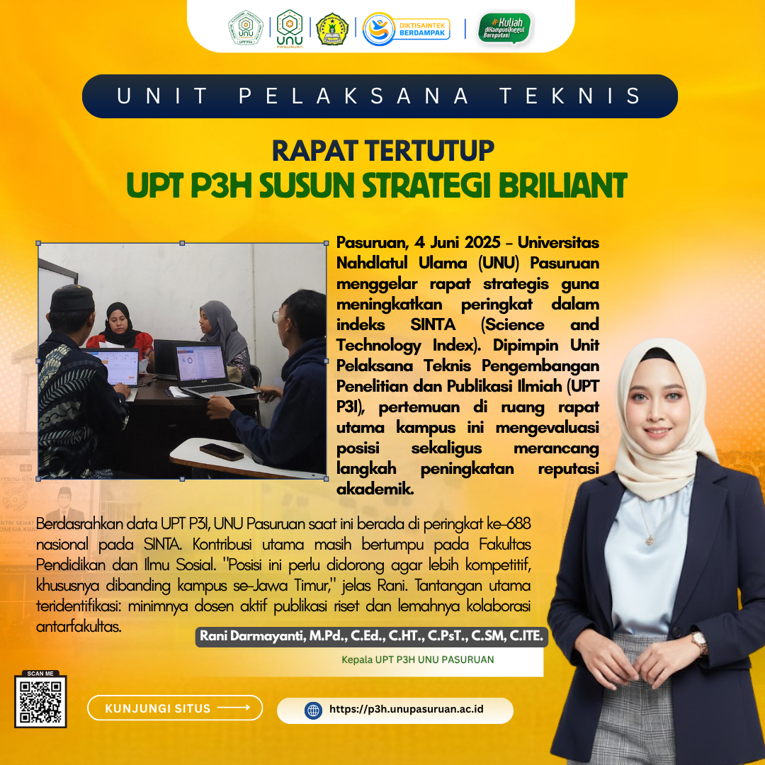 Strategi Cemerlang: Meningkatkan Skor SINTA Universitas Nahdlatul Pasuruan