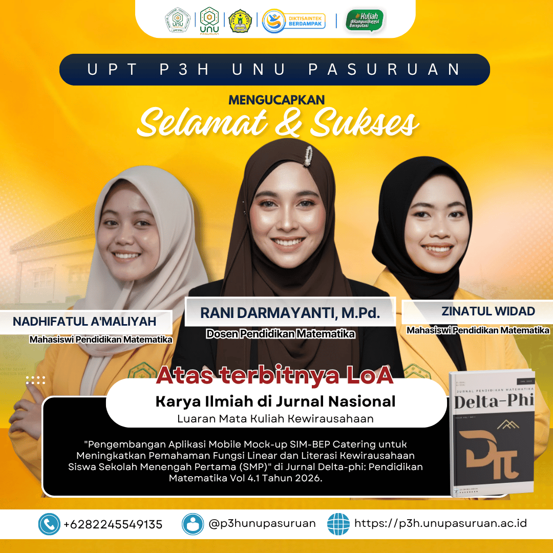 Duo Mahasiswi Matematika UNU Pasuruan Sukses Tembus Jurnal Nasional Lewat Aplikasi SIM-BEP Catering