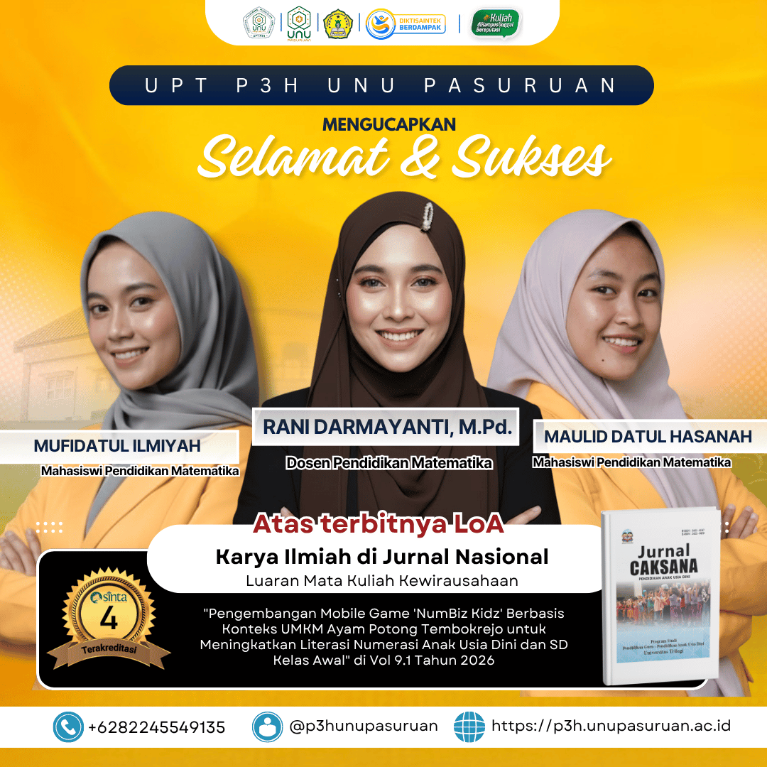 Transformasi Literasi Numerasi: Mahasiswi UNU Pasuruan Tembus Jurnal Sinta 4 Lewat Inovasi Game 'NumBiz Kidz'