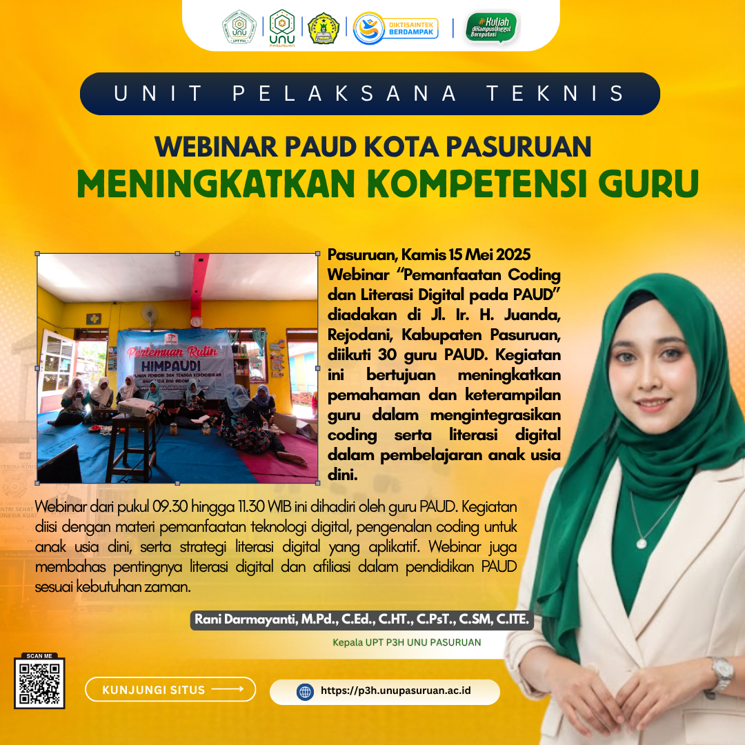 Webinar PAUD Tentang "Pemanfaatan Coding dan Literasi Digital Tingkatkan Kompetensi Guru"