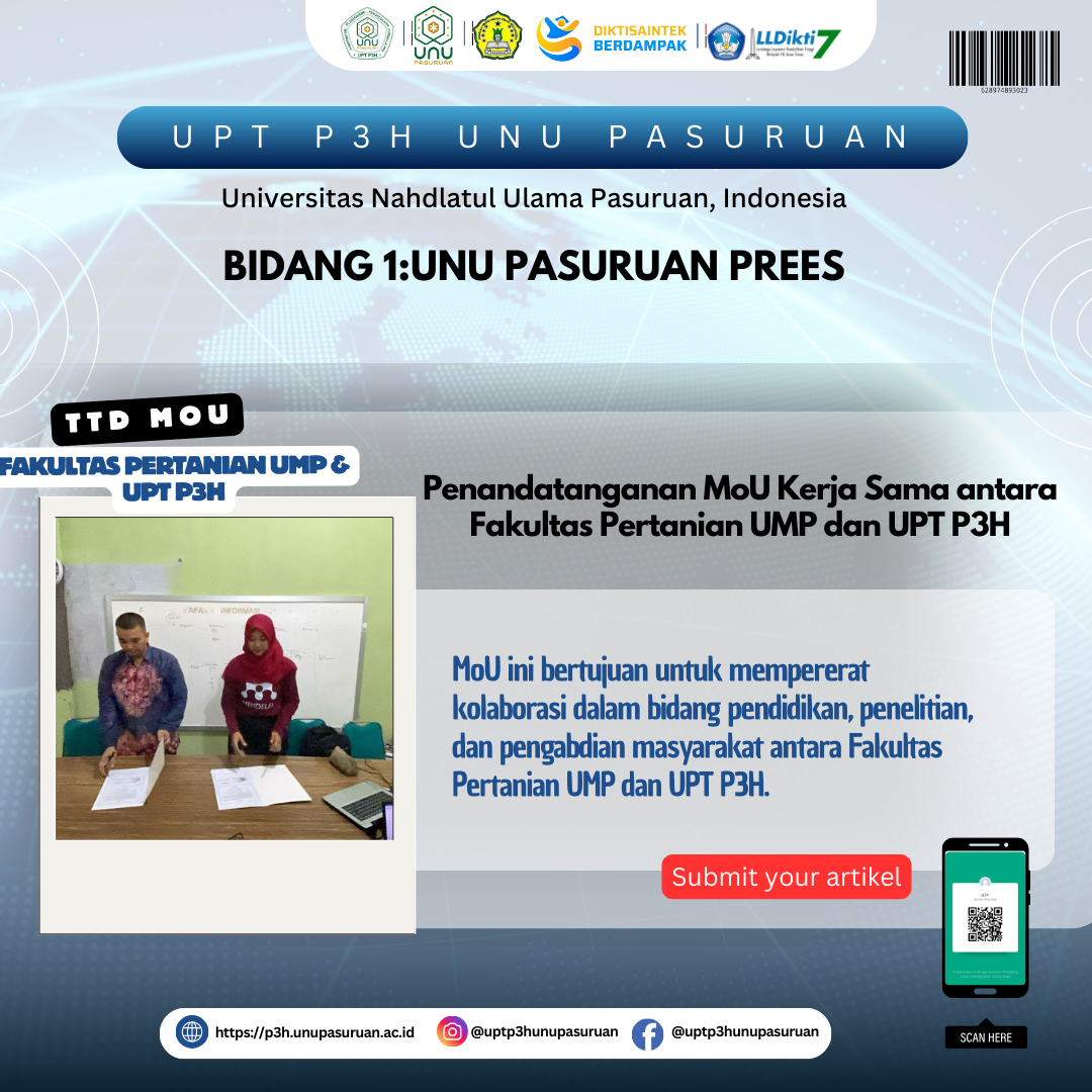 Penandatanganan MoU Kerja Sama antara Fakultas Pertanian UMP dan UPT P3H