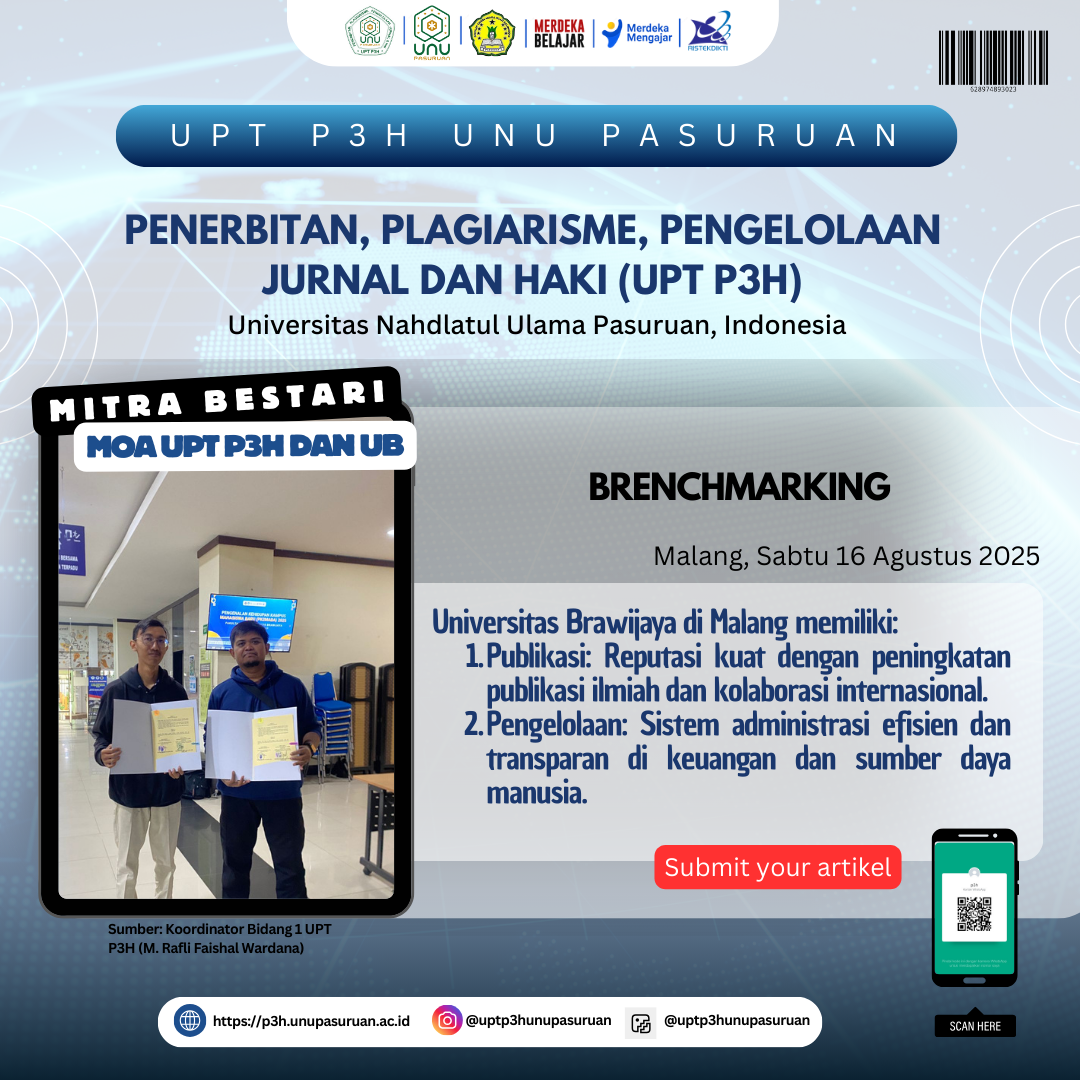 Benchmarking UPT P3H UNU Pasuruan ke Universitas Brawijaya: Tingkatkan Publikasi dan Tata Kelola Jurnal