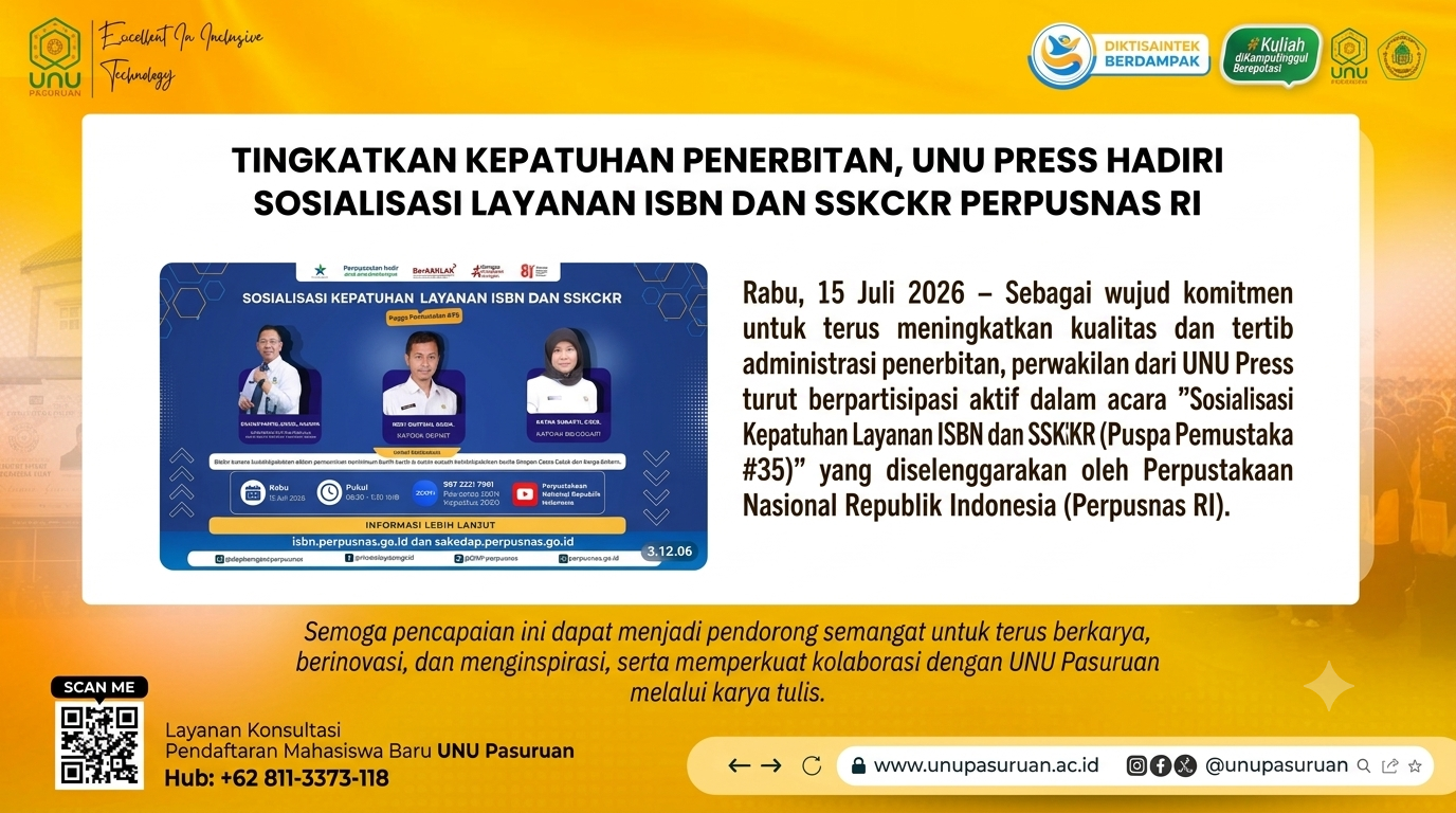 Tingkatkan Kepatuhan Penerbitan, UNU Press Hadiri Sosialisasi Layanan ISBN dan SSKCKR Perpusnas RI
