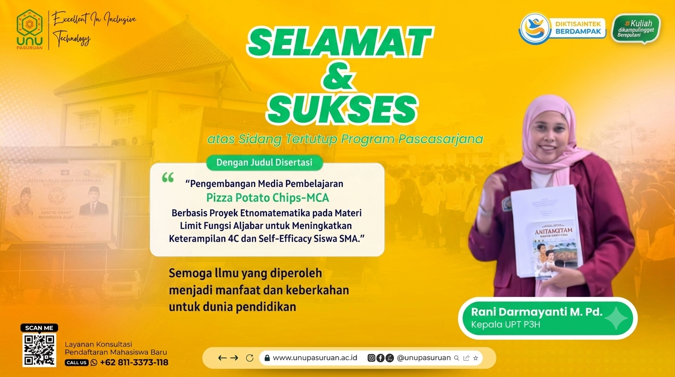 Selamat dan Sukses: Kepala UPT P3H UNU Pasuruan Rampungkan Sidang Tertutup Program Pascasarjana